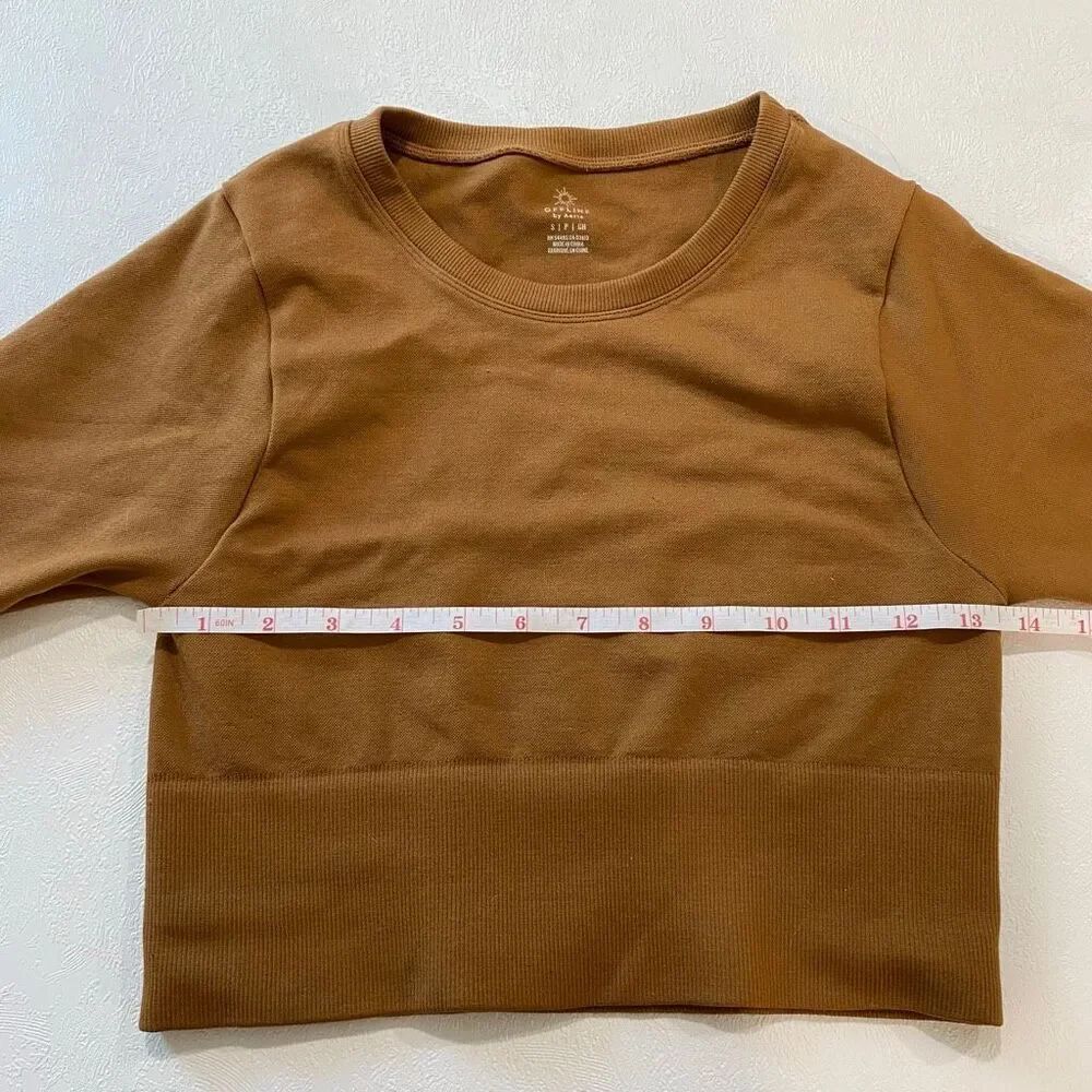 OFFLINE by Aerie Crop Top Size S Brown Long Sleeve Seamless Workout Top - Picture 5 of 8